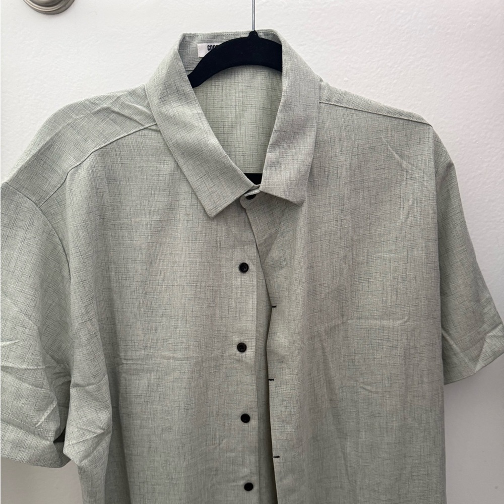 Coofandy Casual Light Gray Button Down Shirt